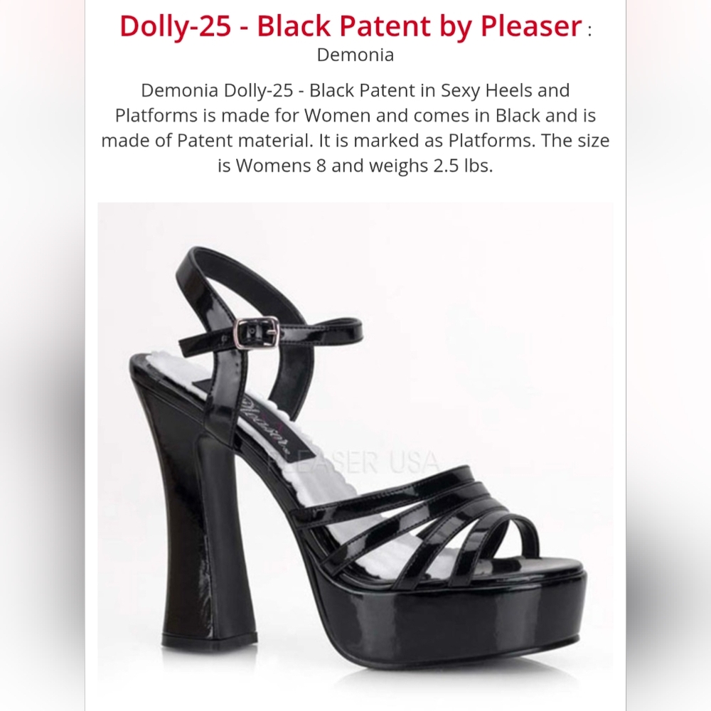 Demonia Dolly-09 Platform Sandals – US 8 – 5” Heel – Brand New 🔥🖤